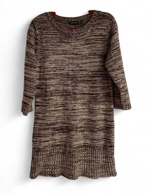 Notations Brown and Cream Sweater Dress Size L